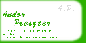 andor preszter business card